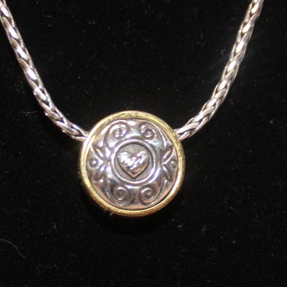 RETIRED Brighton 16"-18" Blue Crystal Round Decorative Bezel Slide Necklace - Picture 4 of 12